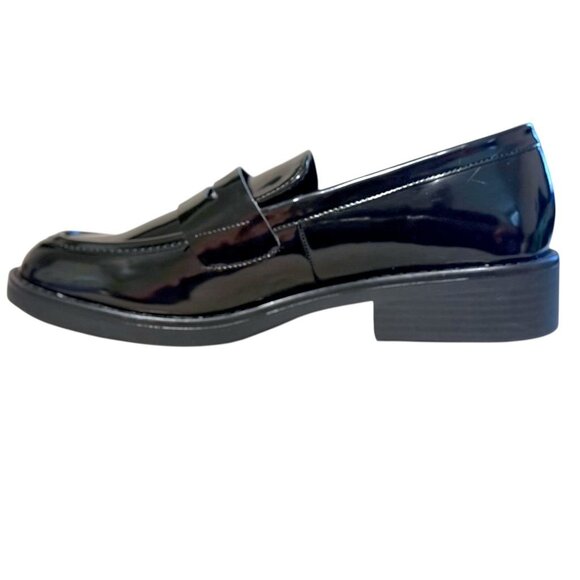 Madden Girl Womens Black Patent Leather Loafers Size 8M Slip-On Round Toe NWOB - Picture 8 of 10